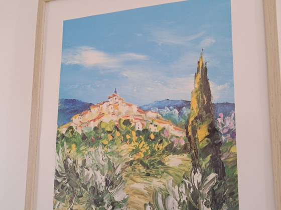 Image 1 of Marcel BELVISI - Sendero de un pequeño pueblo - Litografía enmarcada del artista