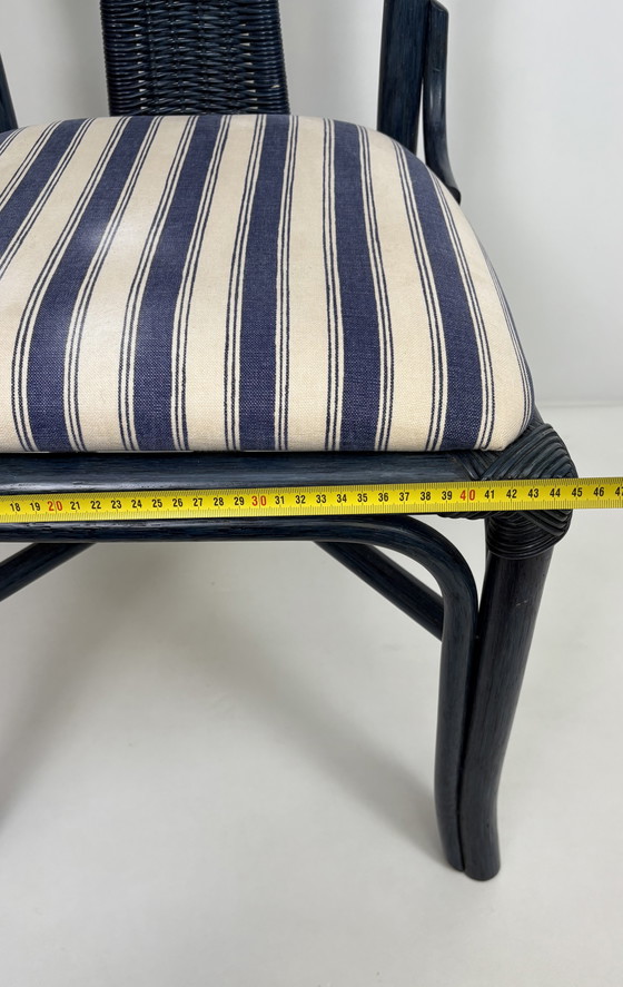 Image 1 of Vintage set eighties manou bamboo chairs dining table top glass