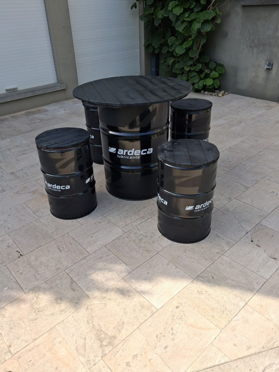 Bar set made from oil barrels – Barstools, Metal, Wood (photo 3 of 5)