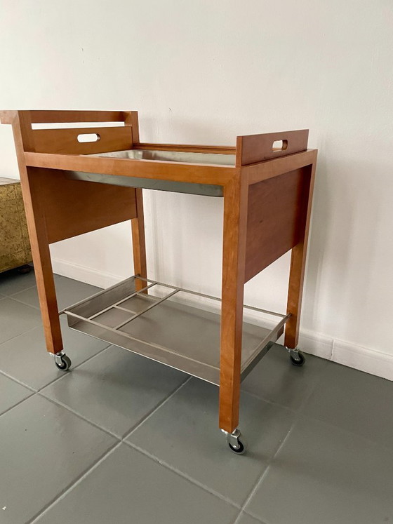 Image 1 of Chariot de bar vintage au design scandinave avec glacière intégrée en métal