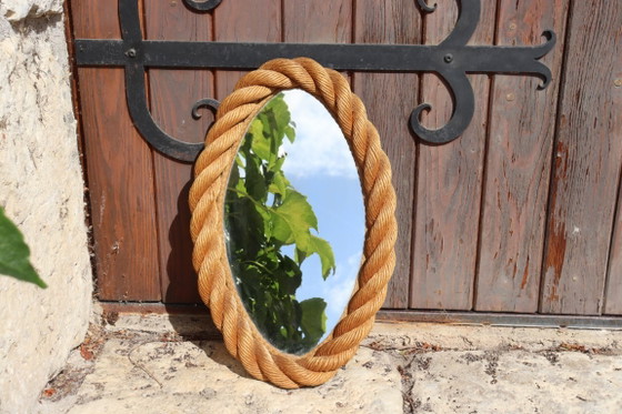 Image 1 of Vintage Oval Rope Mirror by Audoux & Minet, 1950