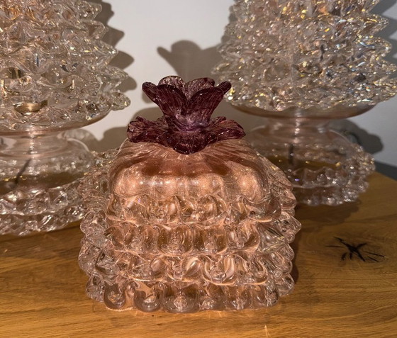 Image 1 of Set di lampade vintage in vetro di Murano Rostrato firmate, con diffusore decorativo abbinato – Vetro avventurina beige e oro