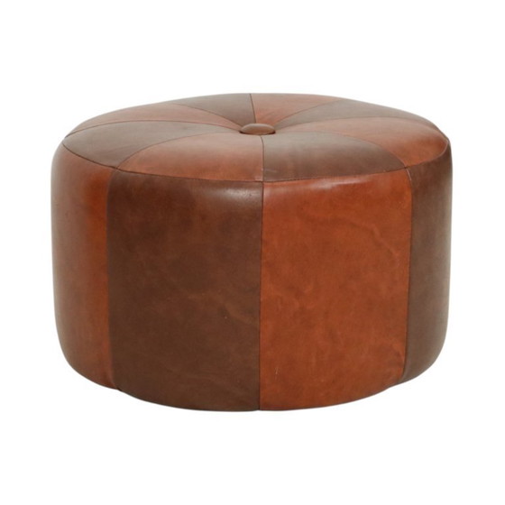 Image 1 of Vintage Poef Tweekleurig Skai Kunstleder