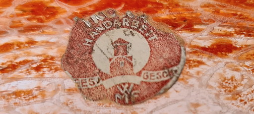 Bol en verre WMF Ikora K. Wiedmann Art Déco Rouge Rare avec étiquette d'origine 24,5 cm (photo 2 of 15)