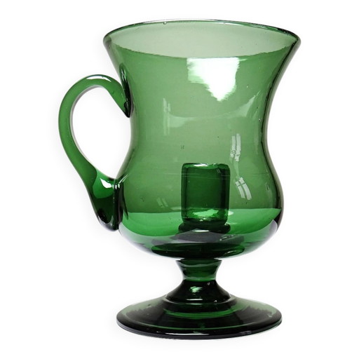 Grote vintage groene mondgeblazen glazen lantaarn, jaren 60-70.