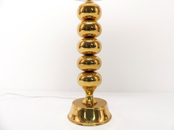 Image 1 of Scandinavian lamp base in gilded brass, ball model, Enco, circa 1960