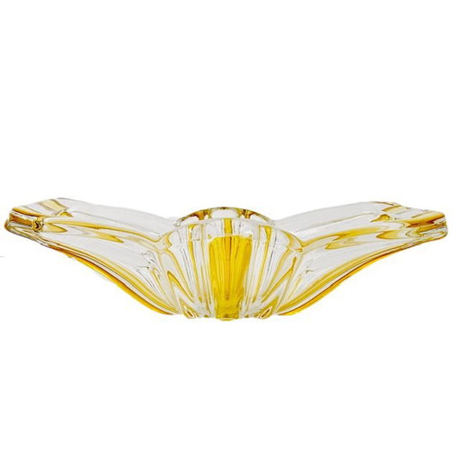 Ciotola in vetro pressato giallo August Walther & Sohne, anni '70