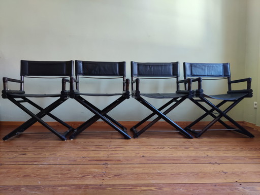 4 x vintage director's chairs X-Chair by McGuire, 50s
