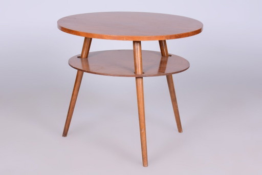 Table basse originale de style Mid-Century, noyer, hêtre, République tchèque, années 1950 – salontafels, Wood