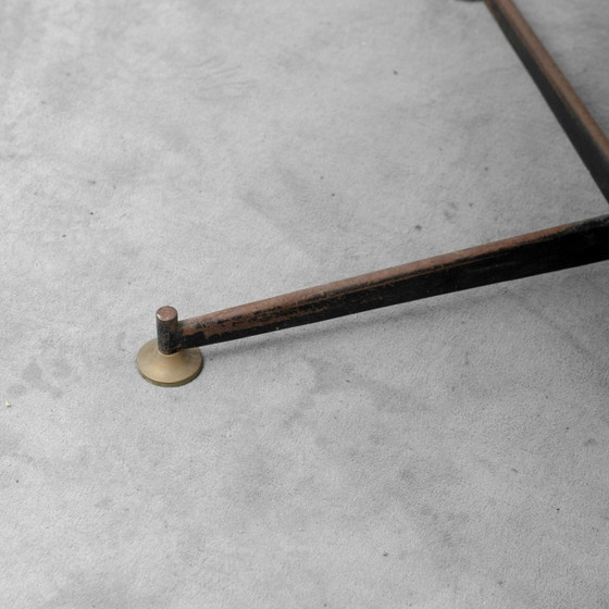 Vintage Round Table in Wood and Glass with Metal Base, 70s Modern Antiques – Conference table (photo 10 of 10)