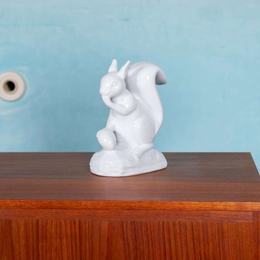 Ecureuil vintage en céramique, statue d'écureuil minimaliste des années 70