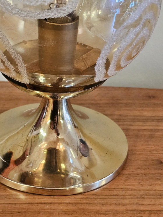 Image 1 of Vintage Brass Glass Globe Table Lamp Desk Lamp