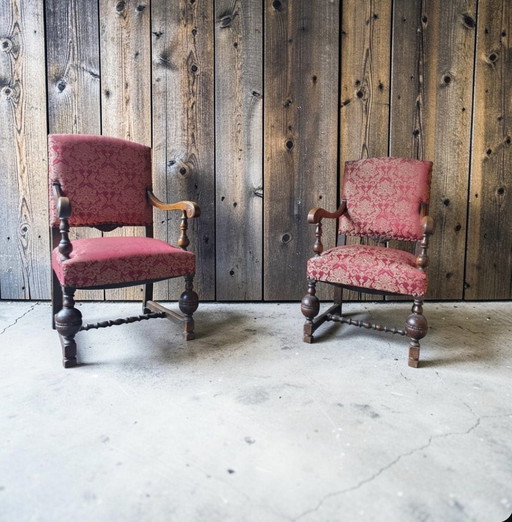 Paar antieke fauteuils -set van 2- Lodewijk stijl