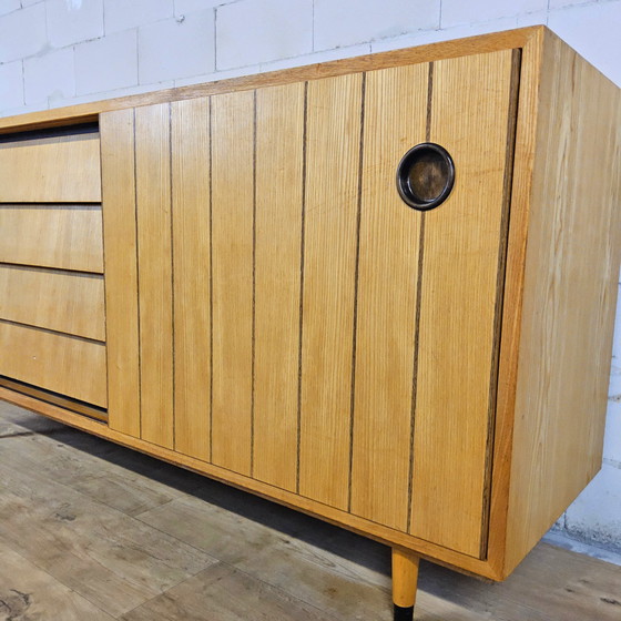 Image 1 of Vintage Ash Wood Fine Veneer Sideboard / Sideboard Erich Stratmann Oldenburger Werkstätten, Drawers and Cabinet