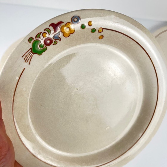 Image 1 of Set aus 5 Longwy-Desserttellern, frühes 20. Jahrhundert, florales Dekor