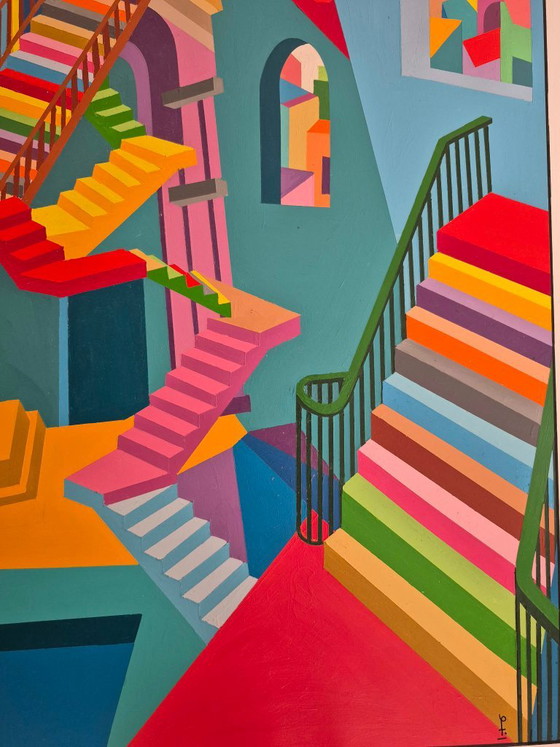 Stairway to nowhere - Franklin van Dam – Paintings & Drawings, Mdf, Wood (photo 6 of 6)
