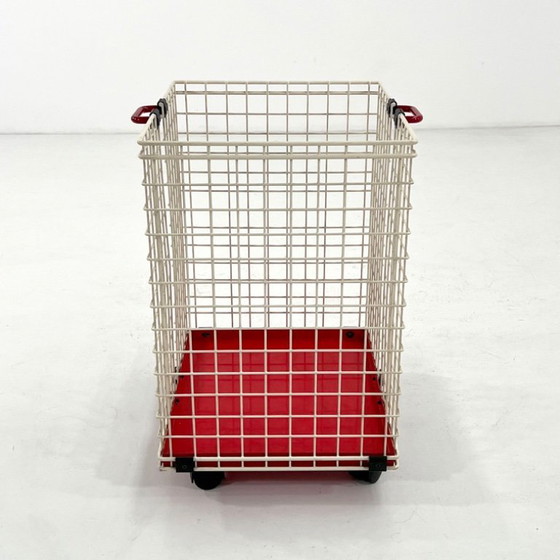 Image 1 of Red Wire Laundry Bin, 1980s