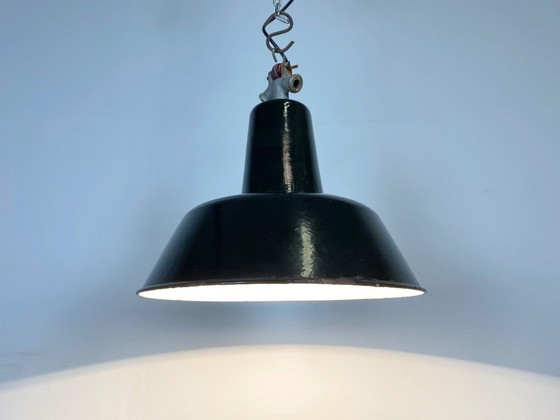 Image 1 of Lampada a sospensione industriale vintage in smalto nero, anni '30