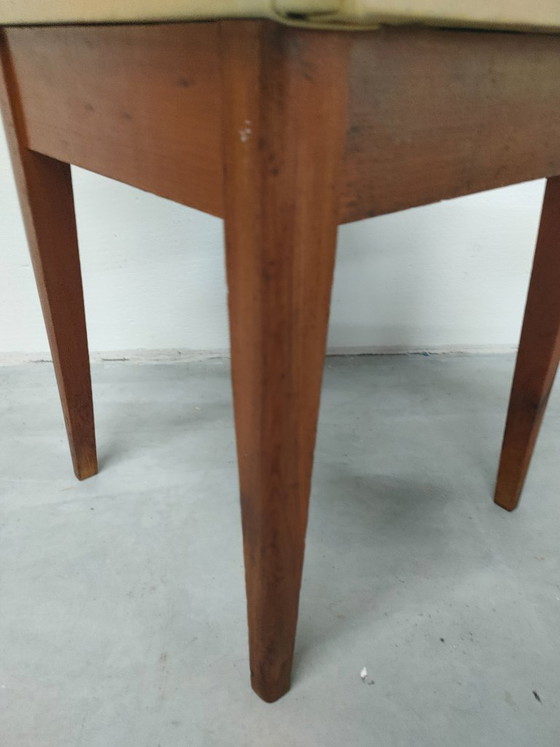 Image 1 of Tabouret d'appoint vintage de style scandinave, assise en similicuir, années 60/70