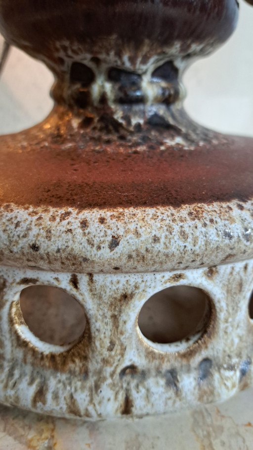 Vintage Fat Lava hanglamp keramiek bruin nieuwe bedrading 