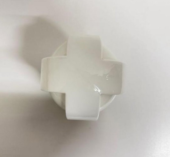 Image 1 of Lampada da soffitto GISO bianca a croce su supporto cromato