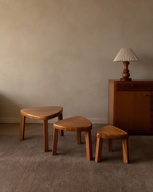 Vintage oak side tables - Solid oak mimiset 1970s