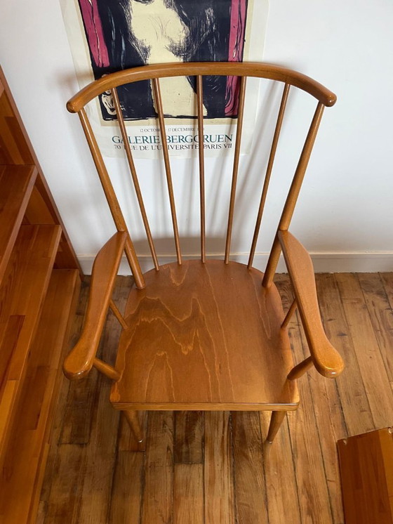 Image 1 of Poltrona in legno a forma di ventaglio Baumann, anni '60