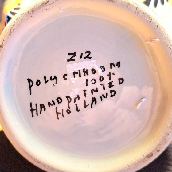 Image 1 of Coppia di vasi con pomoli policromi Delftware - 100% dipinti a mano - 27 cm