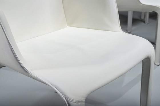 Image 1 of Gio Esszimmerstühle aus ecrufarbenem Leder von Walter Knoll, Deutschland, 2000er Jahre, 8er-Set