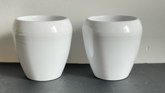 Image 1 of Pair of White Ceramic Candlesticks