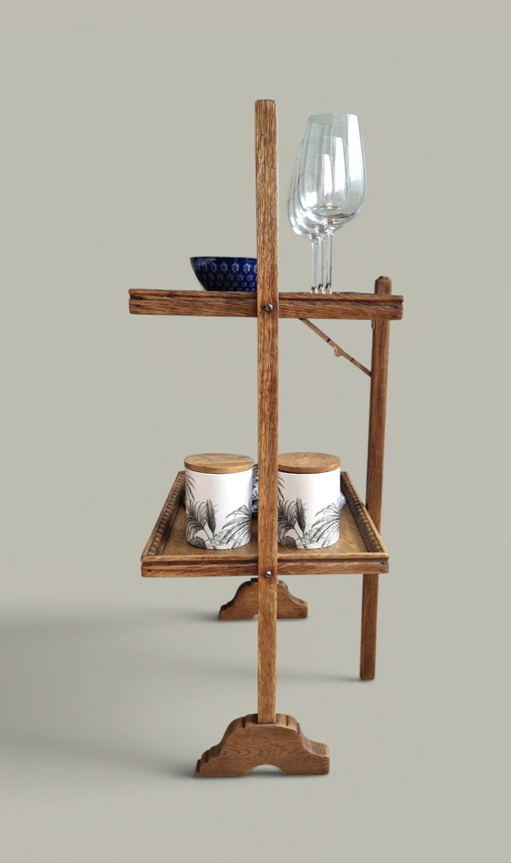 Image 1 of Geräuschloser Servierwagen, Massivholz – Ende des 19. Jahrhunderts – Minimalistischer Servierwagen