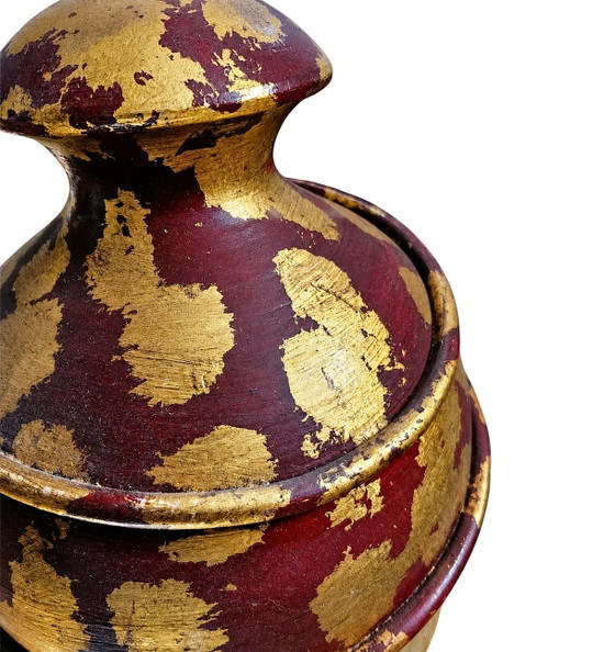 Lámpara de jarrón de cerámica decorada en oro de Hubert Olivier / Francia años 70 – Lámparas de mesa, Ceramic (photo 2 of 7)