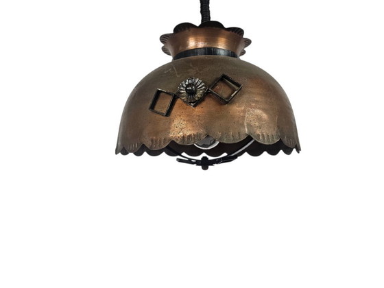 Image 1 of Lampada a sospensione brutalista in ferro battuto
