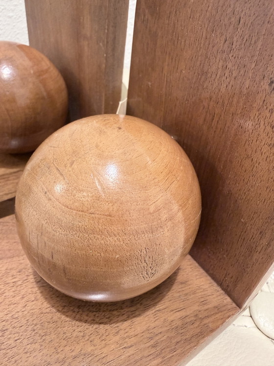 Vintage houten boekensteunen met houten bollen – set van 2 – Decoratieve objecten, Wood (photo 8 of 10)