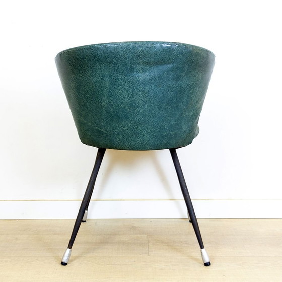 Image 1 of Set Spaanse clubfauteuils van ijzer en groen Skai, jaren 1960