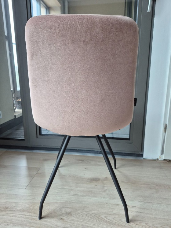 Image 1 of Ensemble de 4 chaises de salle à manger en velours rose