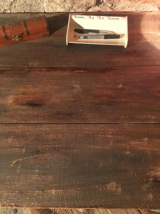 Eiken/populier bijzettafel met lade – Vintage (photo 14 of 14)
