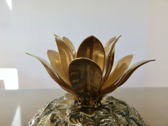 Image 1 of Ananasförmiger Eisbehälter, signiert Michel Dartois, Paris, Frankreich, 1970, vergoldetes Metall