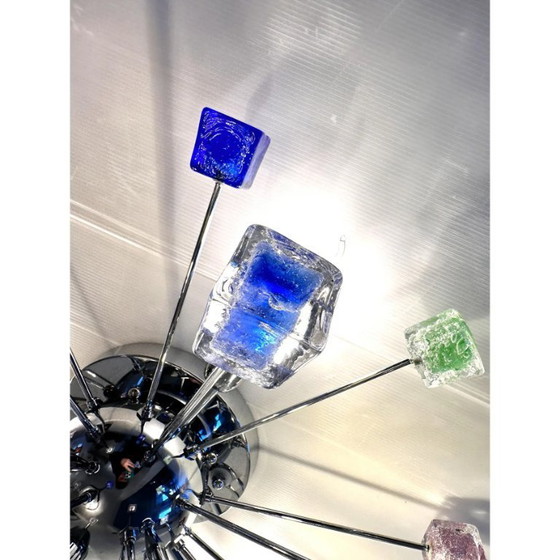 Image 1 of Multicolor “Ster” Sputnik Kleine “Kubusjes” Murano Glazen Plafondlamp