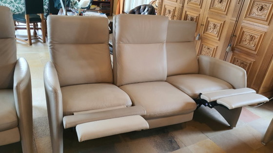 Image 1 of Volledig lederen salon met relax - 3 zit + 2 zit + fauteuil