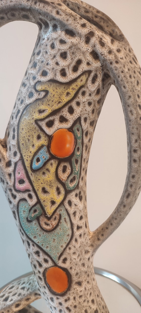 Image 1 of Sculptural Ceramic Vase (43cm) by Marius Bessone, Vallauris (1955-1960)

