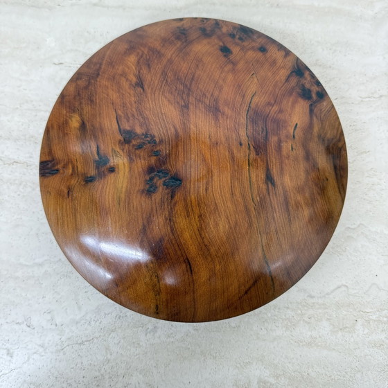 Image 1 of Boîte à bijoux ancienne en bois de ronce avec couvercle