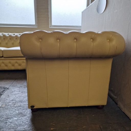 Chesterfield Brighton Corner Sofa – Leather, Cream