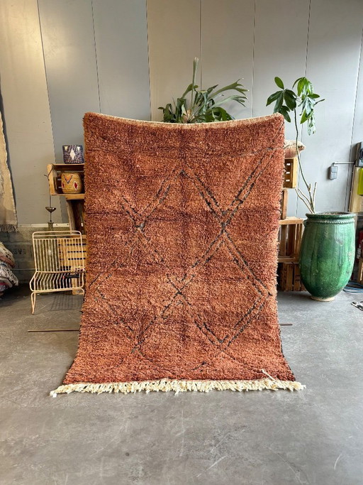 Moroccan Rug Handmade Wool Rug Beni Ouarain Style Berber Rug Boho Rug Neutral Brown Rug Minimalist Area Rug