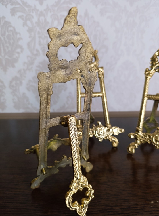 Set van 3 vintage, sierlijke messing displaystandaards – Decoratieve objecten, Brass (photo 6 of 12)