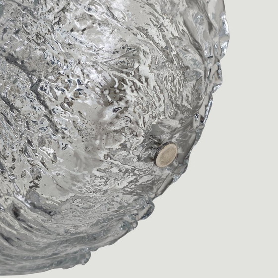 Image 1 of Vintage Kaiser Leuchten Round Ceiling Lamp / Wall Lamp – German Space Age Design – Ice Glass – Ø31 cm