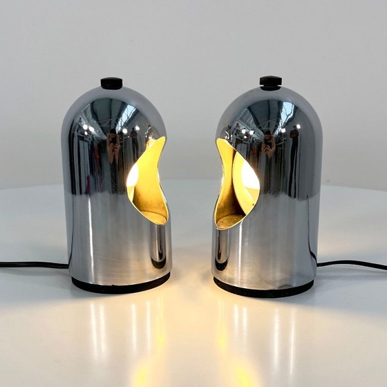 Pair of Chromed Table Lamps from ABM, 1960s – Metal, Plastic (photo 5 of 7)