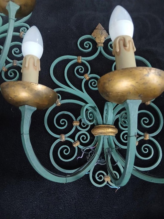 Image 1 of PAIR OF ANTIQUE WROUGHT IRON WALL LIGHTS BY GILBERT POILLERAT, Baroque, 1940