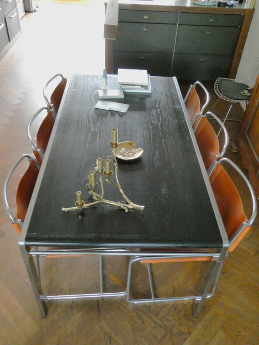 6x chaises SE18 et 1x table TE23 par Batialle/Ibens pour Spectrum