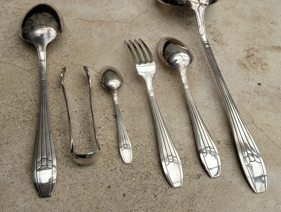 Image 1 of Verzilverde Art Deco bestekset